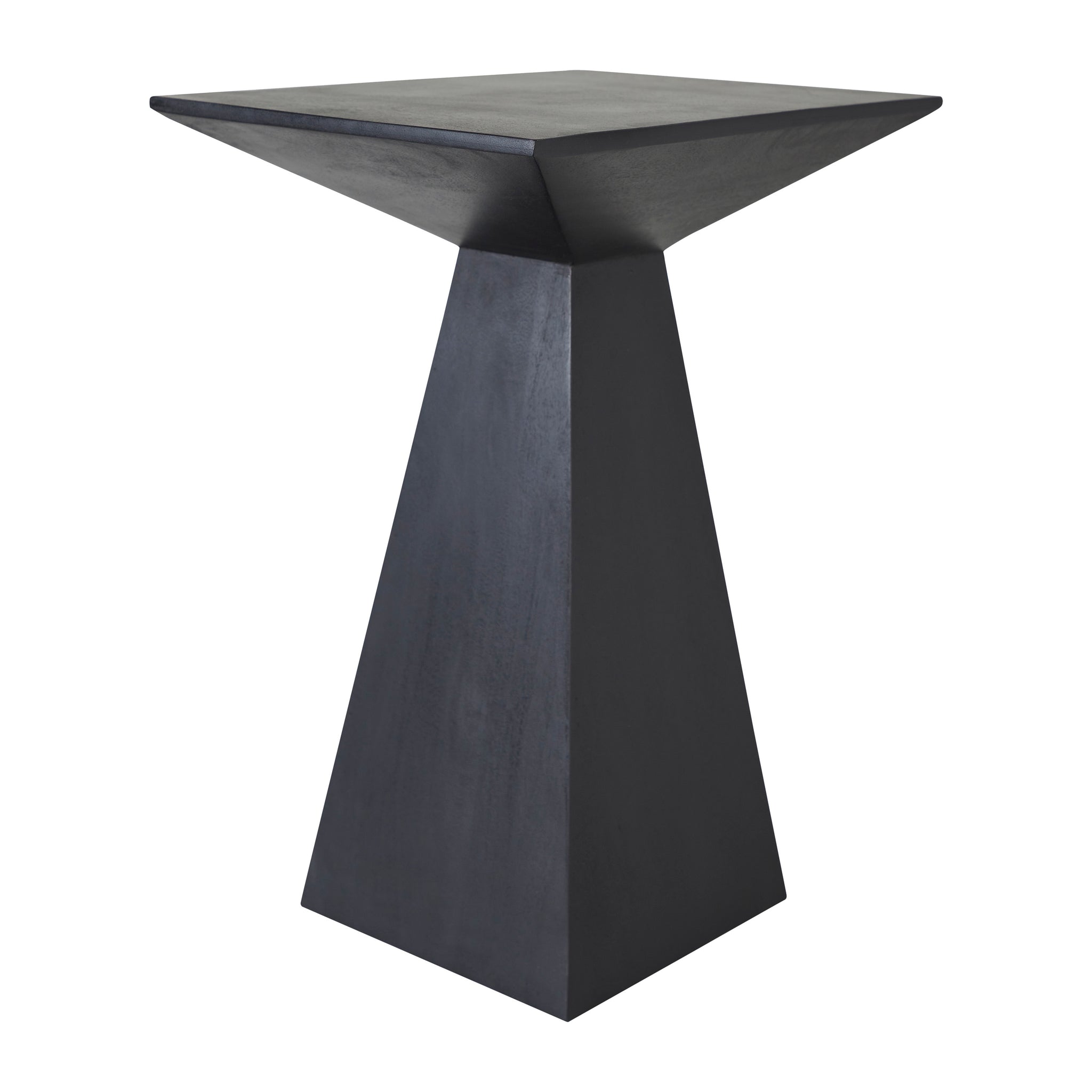 Moulin Side Table in black, showcasing a sleek, angular shape from a side view.