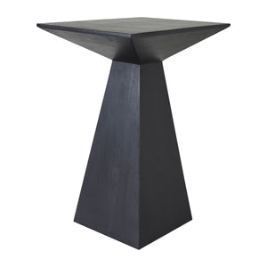 Moulin Side Table in black, showcasing a sleek, angular shape from a side view.