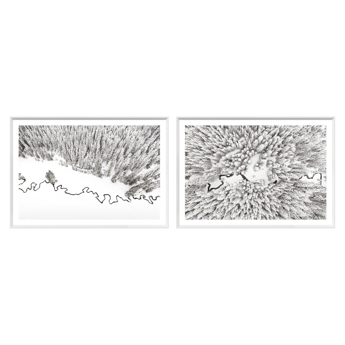 Aerial Stream Line Pair Bundle - composite of both framed prints