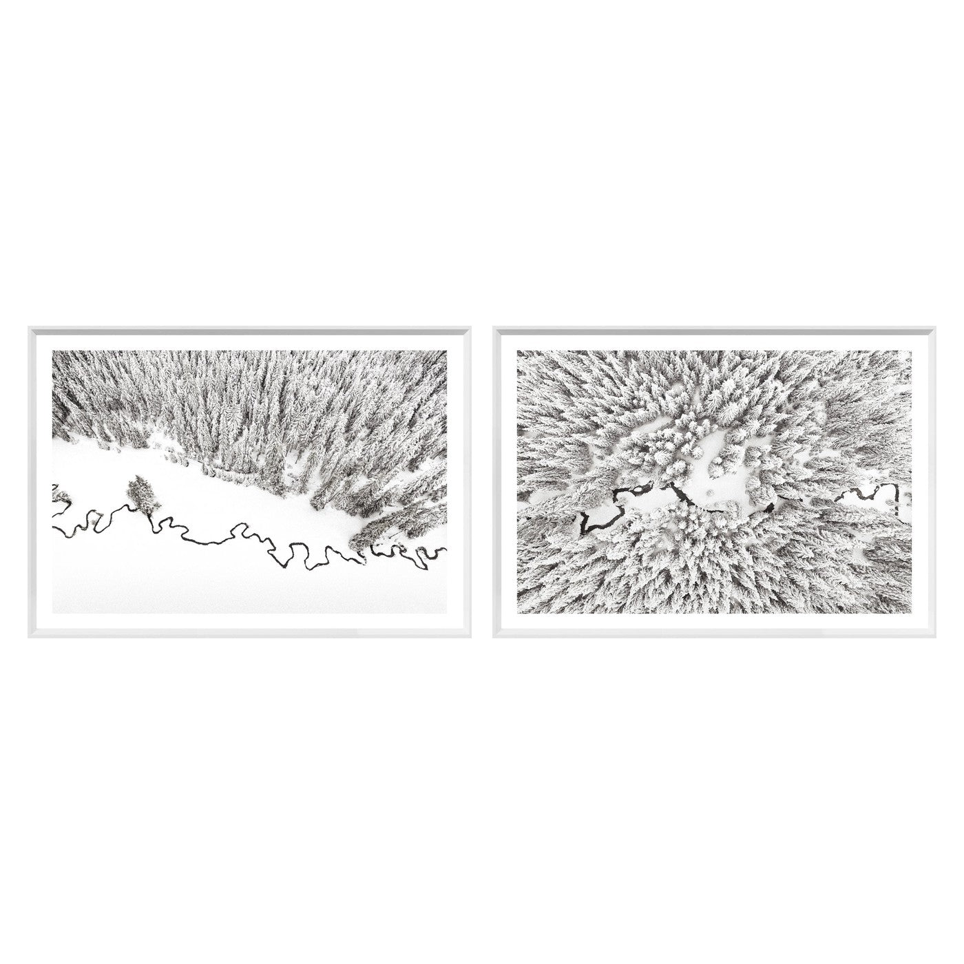 Aerial Stream Line Pair Bundle - composite of both framed prints
