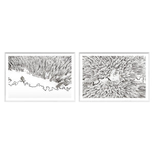 Aerial Stream Line Pair Bundle - composite of both framed prints