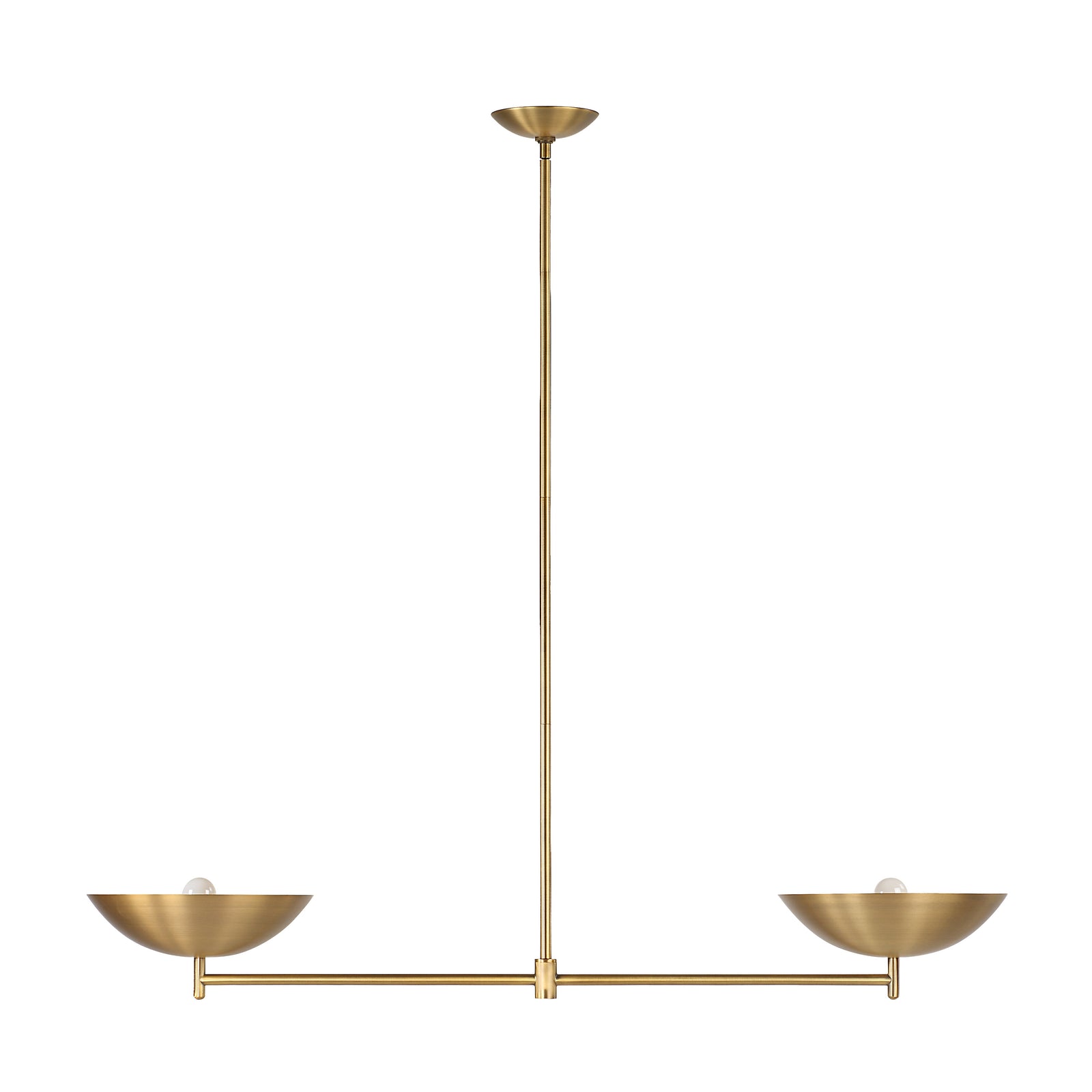 Waxlow lighting fixture in brushed gold finish with two bowl-shaped shades