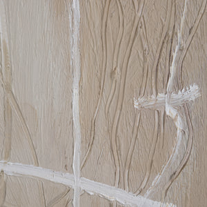 Close-up of Naxos canvas art texture, highlighting beige and white paint details.
