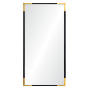 Osmond Wall Mirror with a sleek black frame and gold accents, featuring a reflective surface.