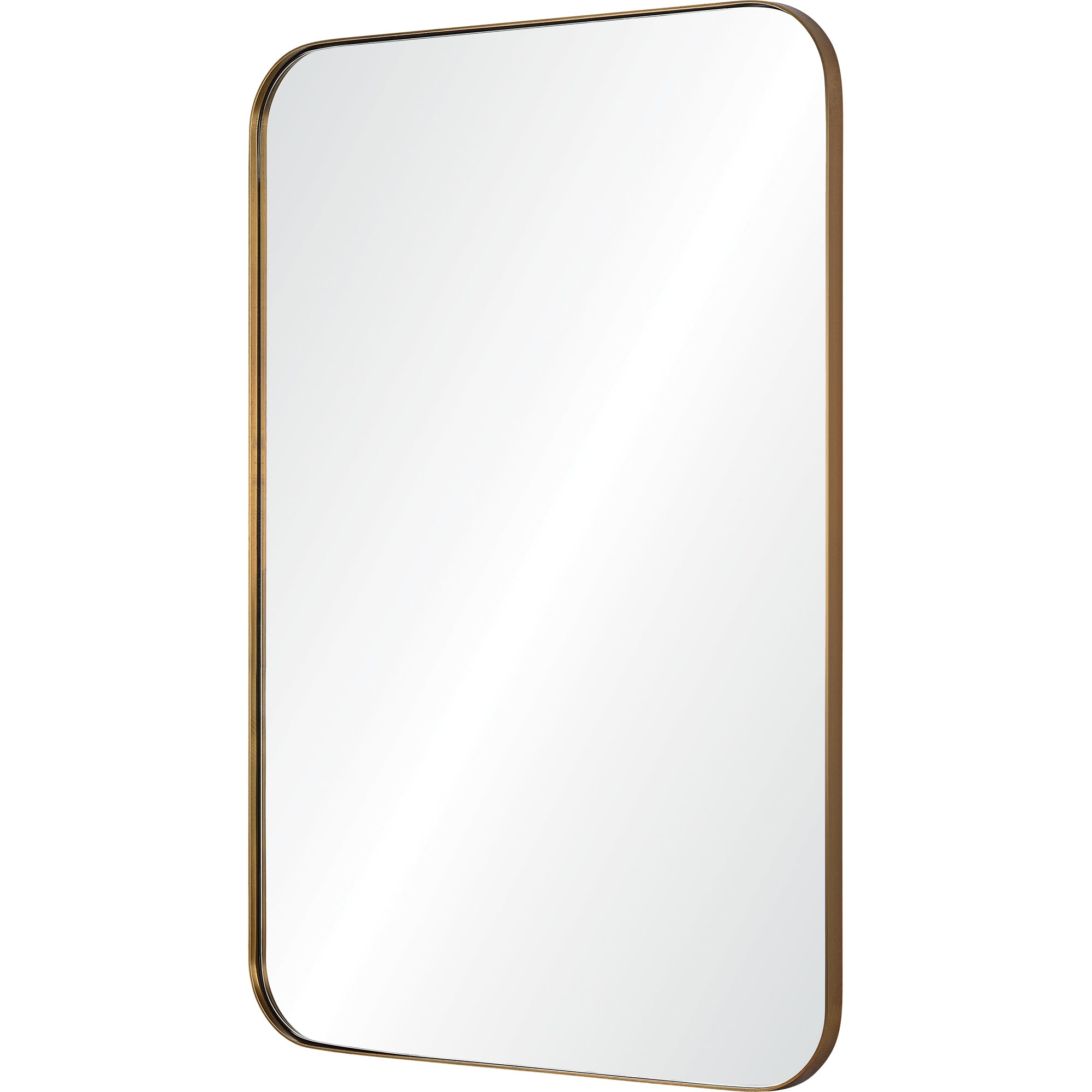 Edwin Wall Mirror featuring a gold frame, angled view showcasing its elegant design.