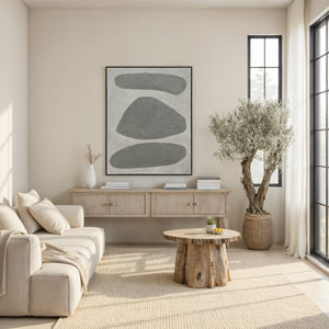 Orso Canvas Art displayed in a modern living room with a sofa and wooden table
