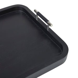Hudson Tray by Renwil, close-up of black tray showing handle detail and smooth surface.