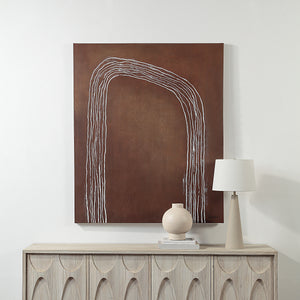 Fallbrook Canvas Art displayed above a wooden console with decor
