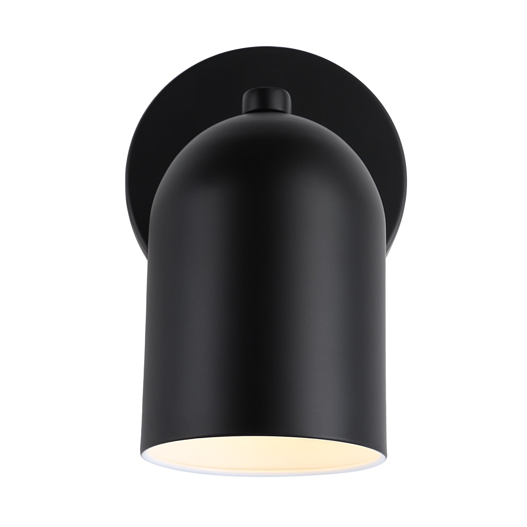 Valonia Wall Sconce in black with a rounded shade emitting light