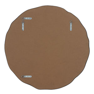 Back view of Cerro mirror by Renwil, featuring a brown backing and mounting hardware.