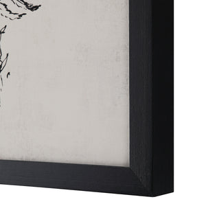 Basset canvas art featuring a black frame and textured background