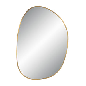 Jyn mirror by Renwil, organic shape with a gold metal border and a clear reflective surface.