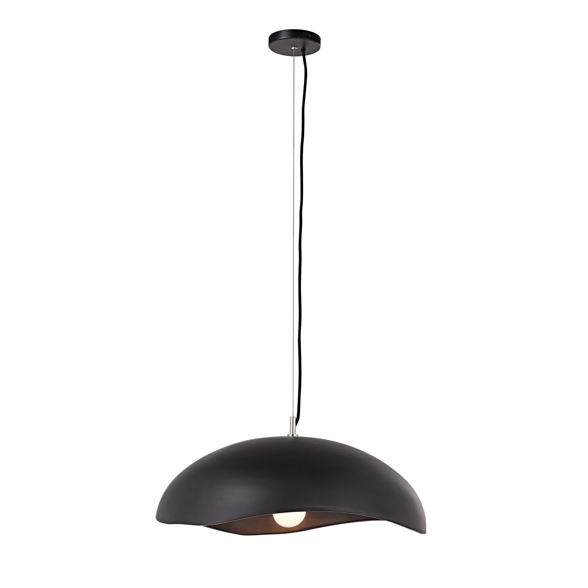 Filomena Ceiling Fixture in black, showcasing its elegant dome shape and light source.