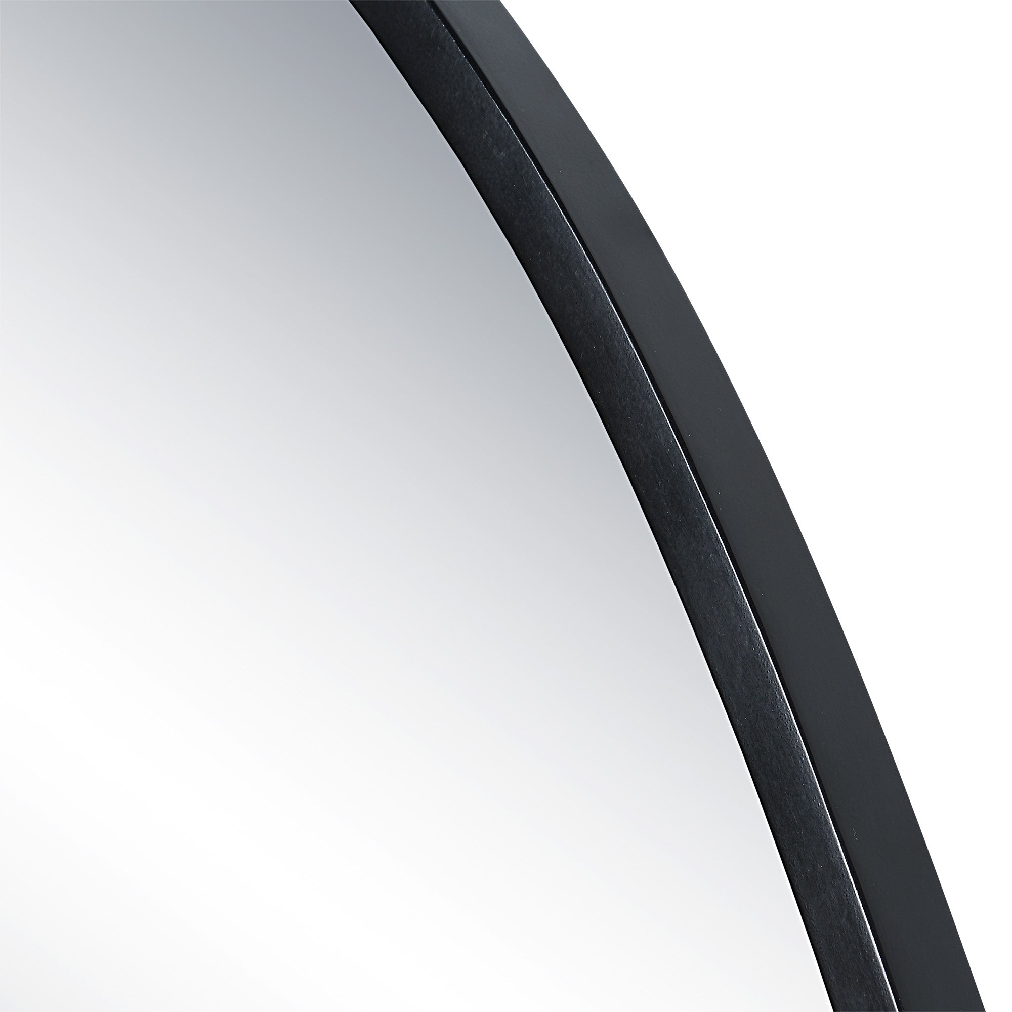Close-up of the Bozeman Wall Mirror showcasing its black frame detail.