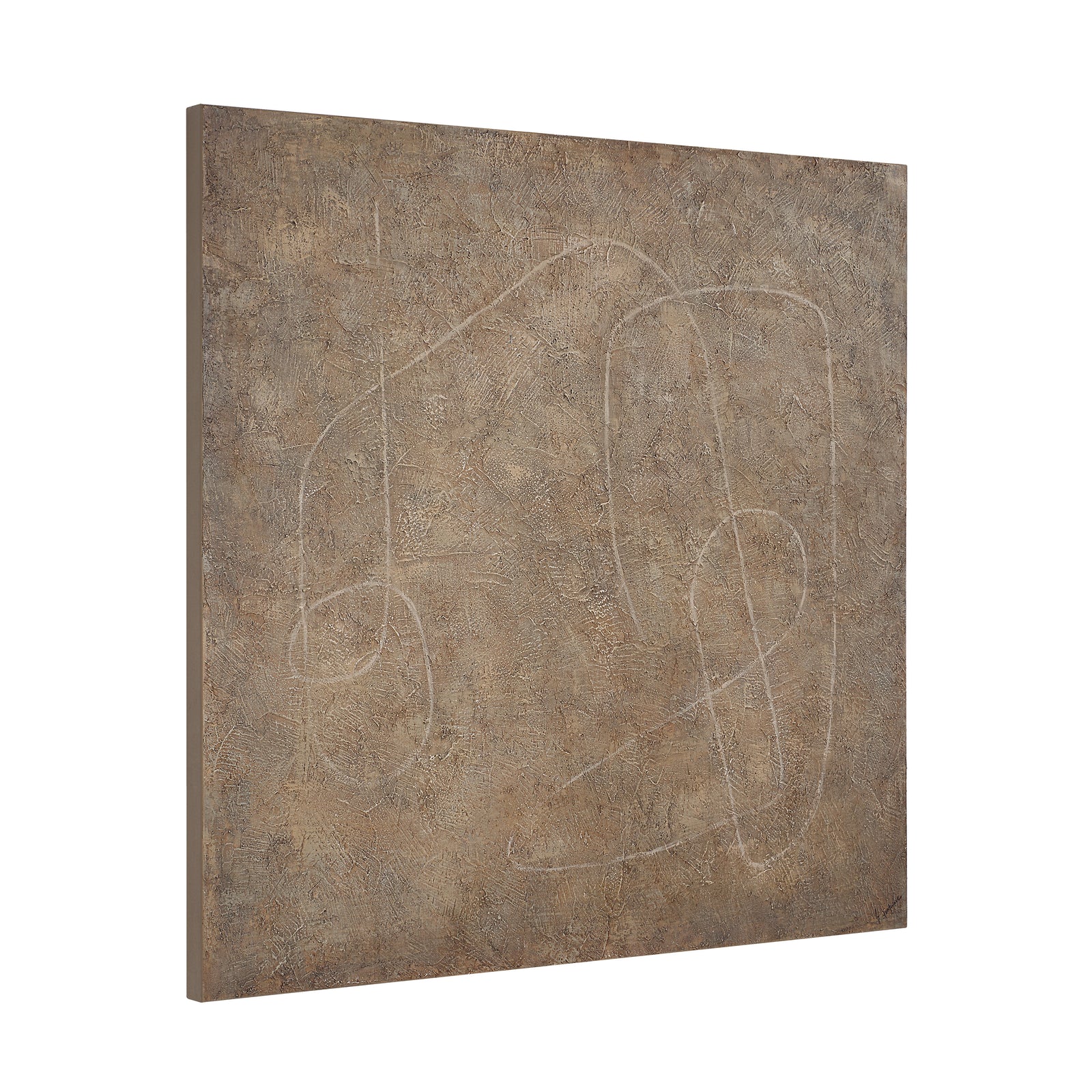 Berkeley Canvas Art featuring abstract lines on a textured brown background