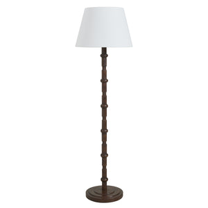 Odlam floor lamp with a white shade and dark wooden base, showcasing a classic design.