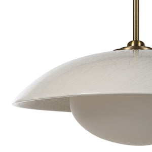 Abbie ceiling light fixture featuring a cream cracked shade and round glass bottom