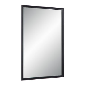 Lausanne Wall Mirror angled view, featuring a black frame and clear reflective glass.