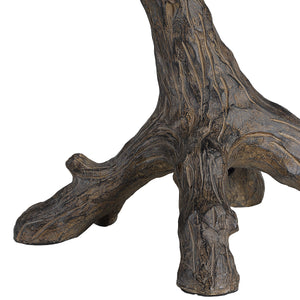 Close-up of Loures table lamp base showcasing intricate bark-like details.