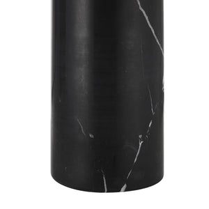 Tyne Table Lamp featuring a close-up of the black marble base with white veining.
