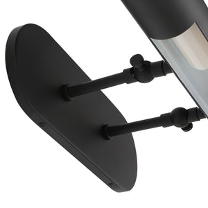 Oleandro Wall Sconce in black showcasing the back view with mounting hardware and a curved base.