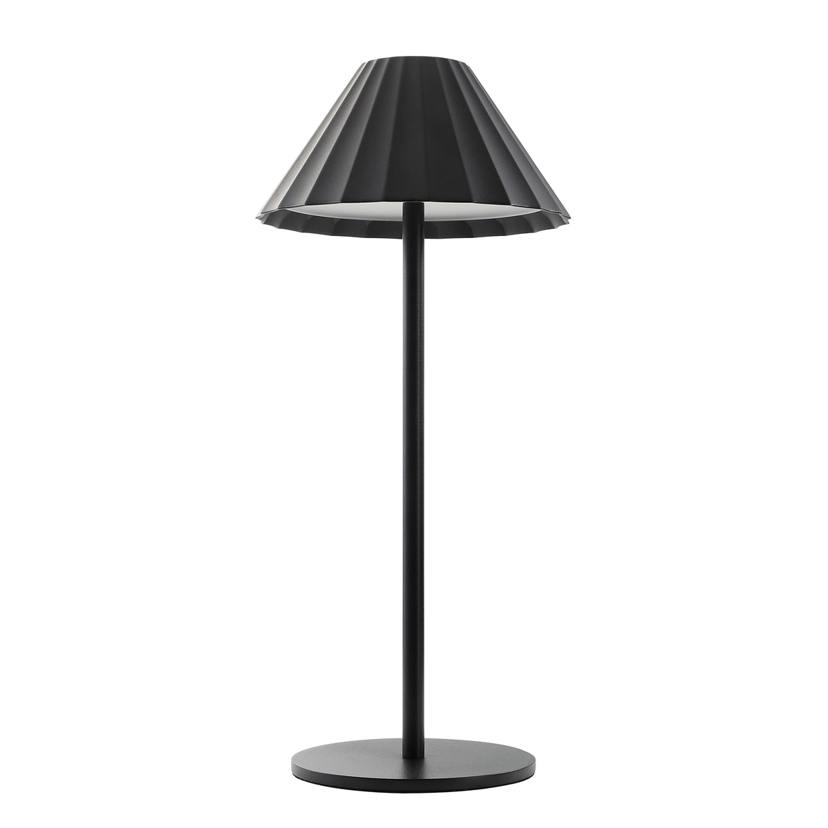 Giada Table Lamp by Renwil, black pleated shade, sleek black base, modern design