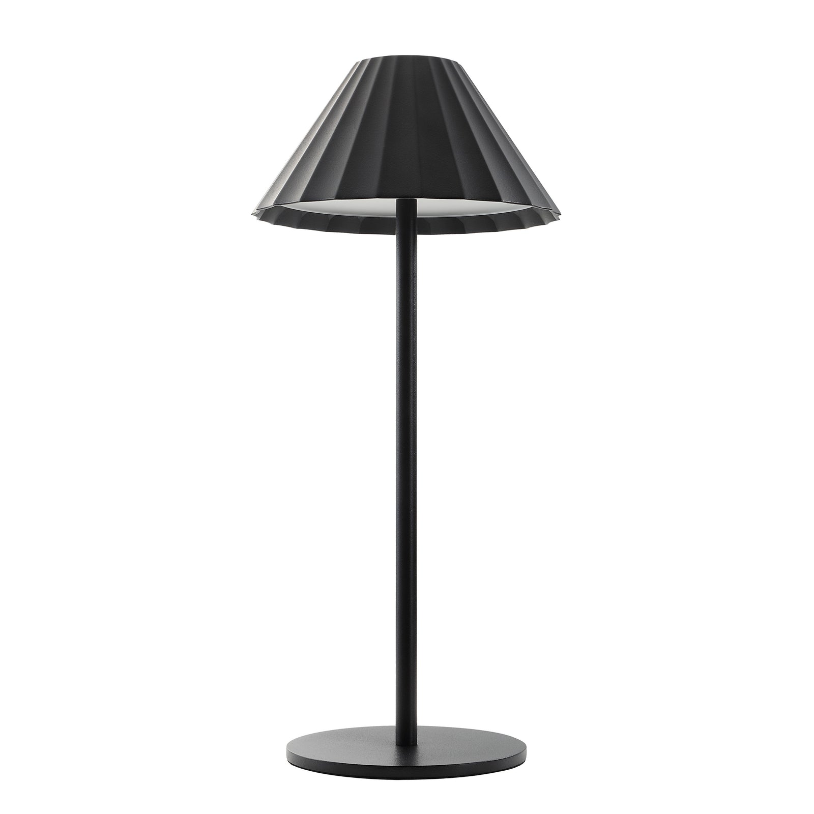 Giada Table Lamp by Renwil, black pleated shade, sleek black base, modern design