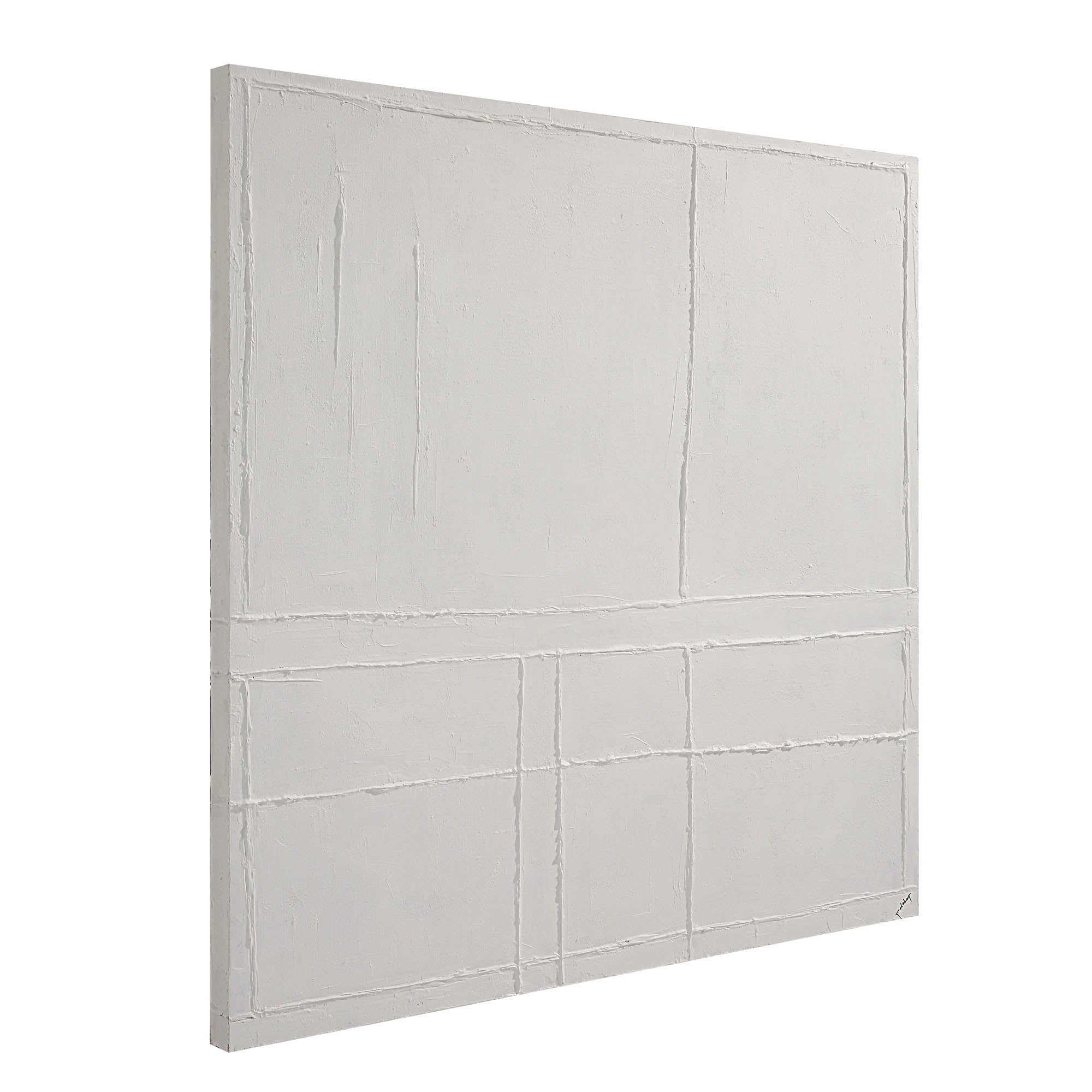 Medea Wall Art by Renwil, side view of textured white canvas with geometric patterns