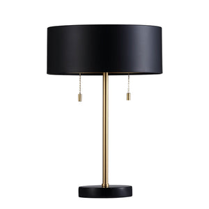 Gillian Table Lamp with a black shade and gold accents, featuring pull chains.