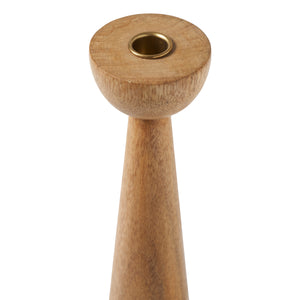 Top view of a tall Laurier candle holder with a brass insert for candles.