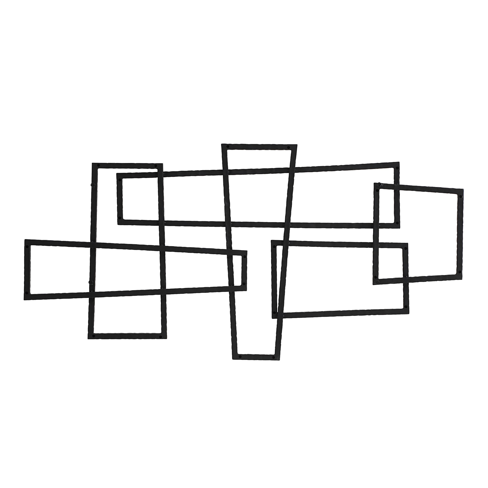 Bodkin Wall Decor displaying a unique composition of black frames in various sizes on a white background.