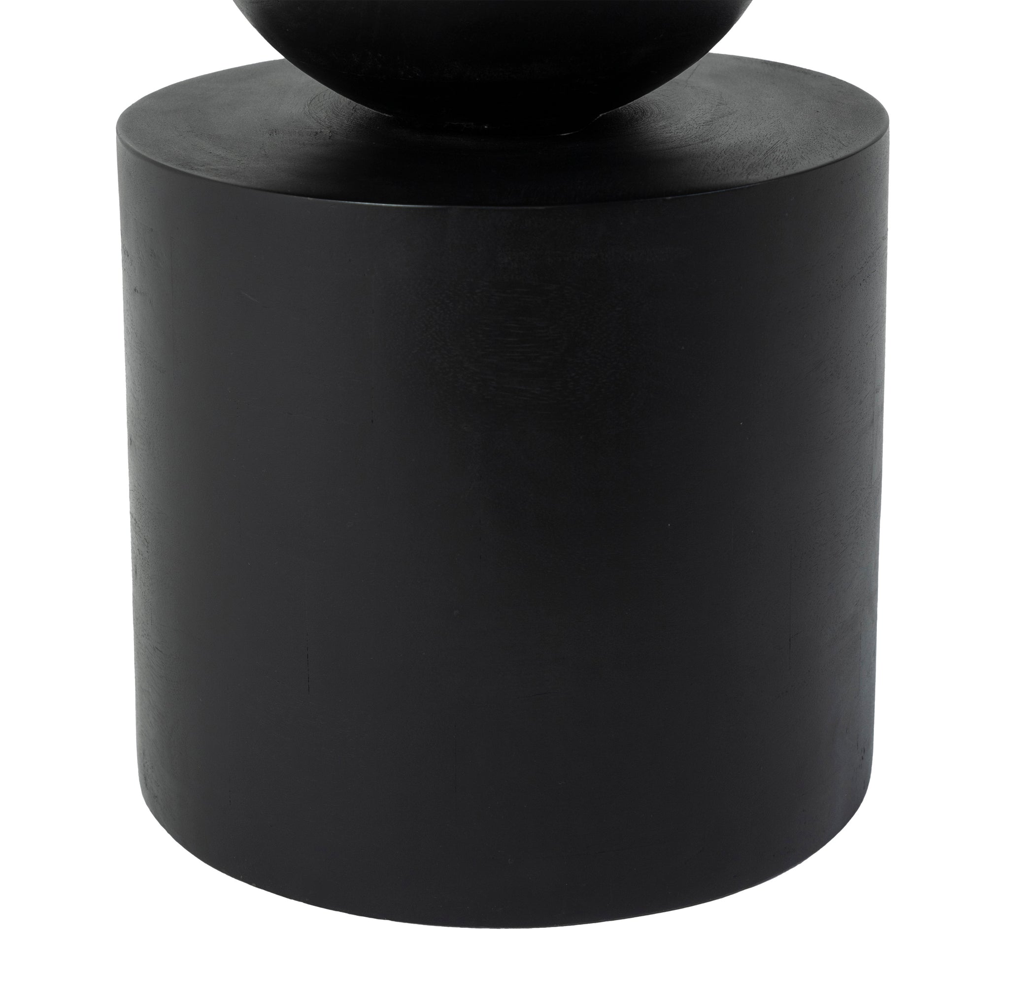 Paola Side Table with a cylindrical black base and smooth surface.