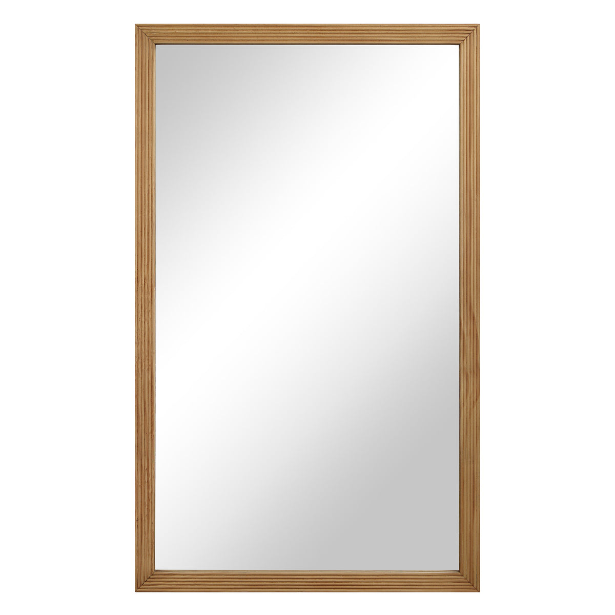 Salia mirror by Renwil with a natural wood frame, showcasing a clear reflective surface.