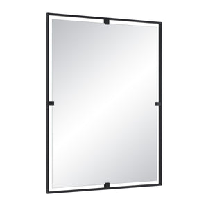 Marco Wall Mirror showcasing a black frame and clear mirror, angled view.