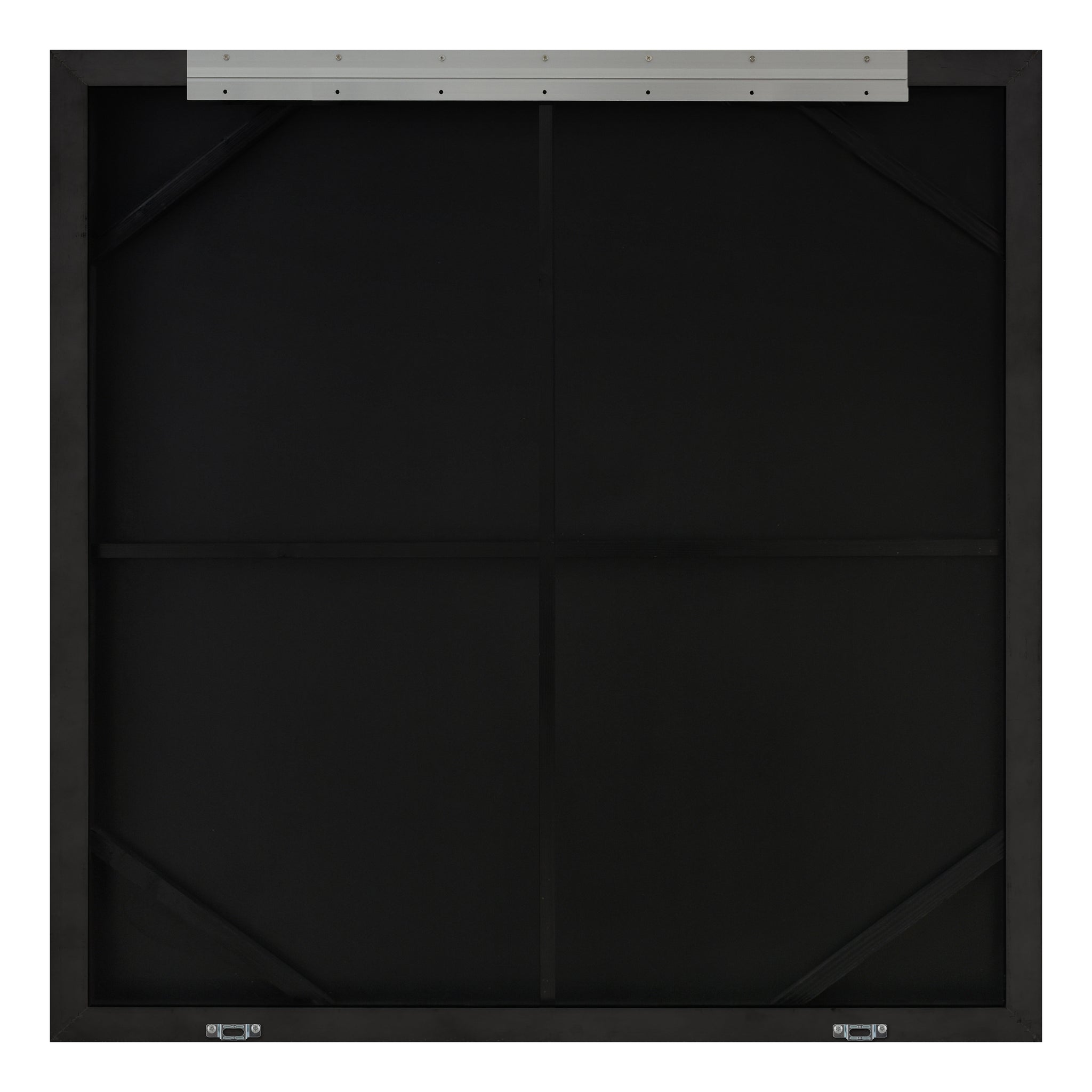 Back view of Flynn canvas art, showing a black frame and hanging hardware.