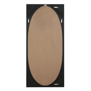 Back view of Sitia mirror showing a brown backing with mounting hardware.