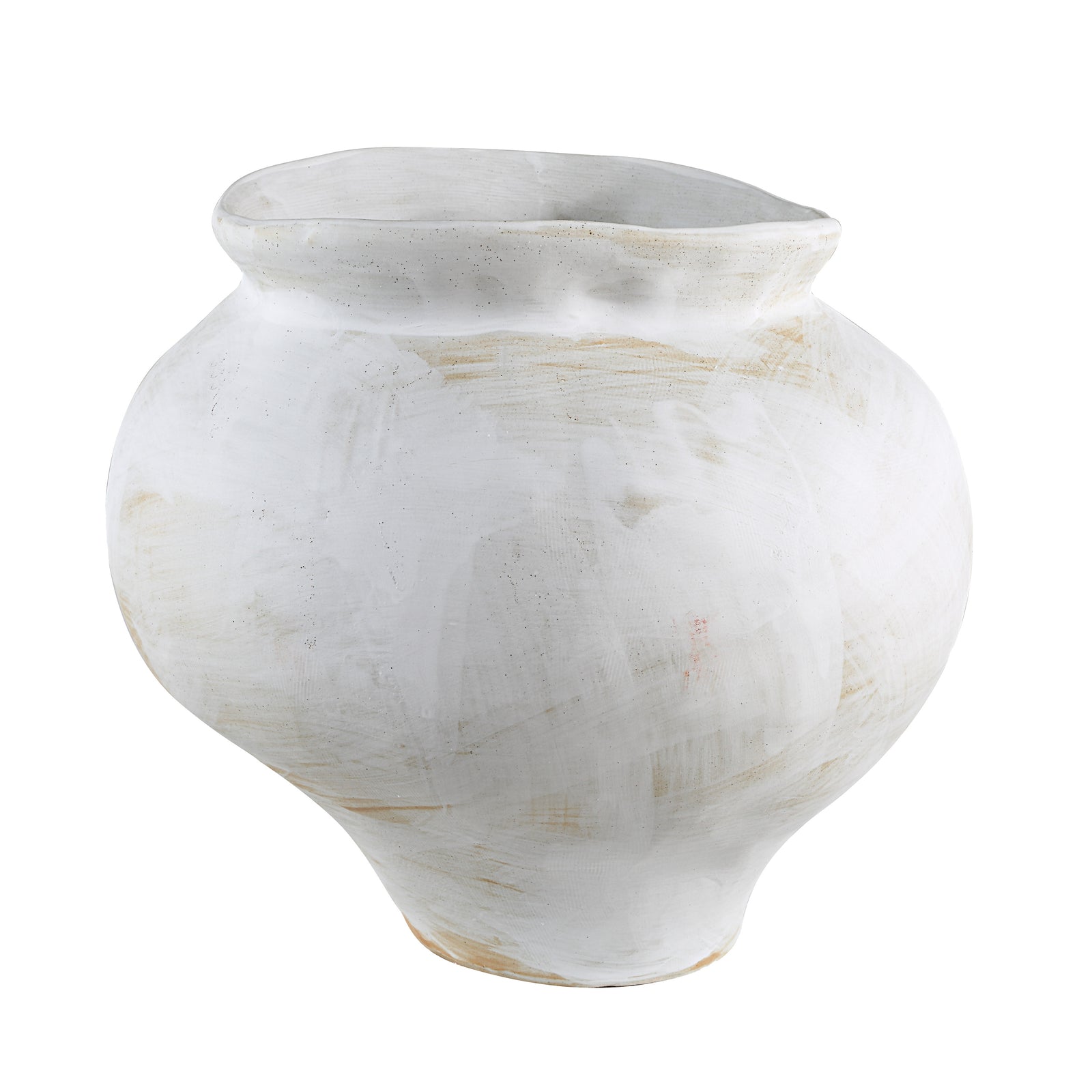 Elia vase in white ceramic with a rounded body and slightly flared rim.
