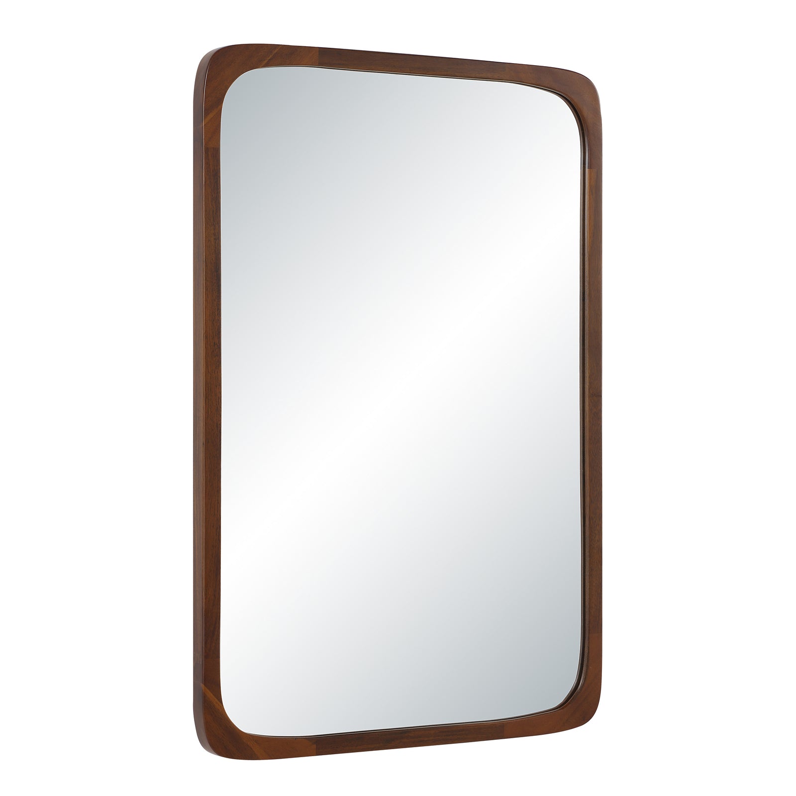 Sisley mirror with a rectangular shape and rounded edges, featuring a dark wood frame.