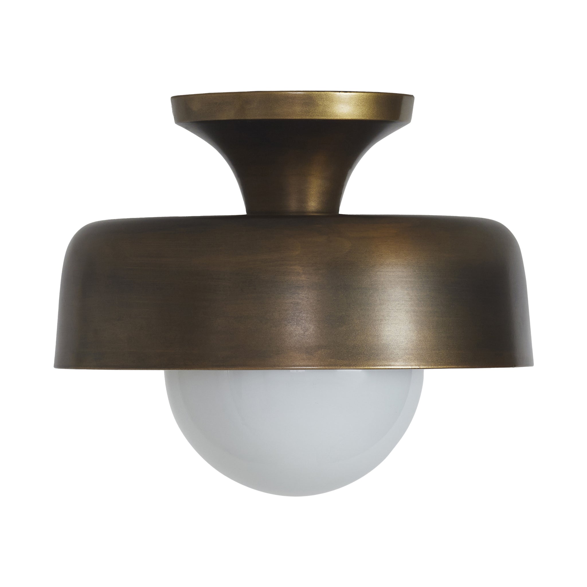 Flare Flush Mount by Renwil in bronze finish with white glass globe.