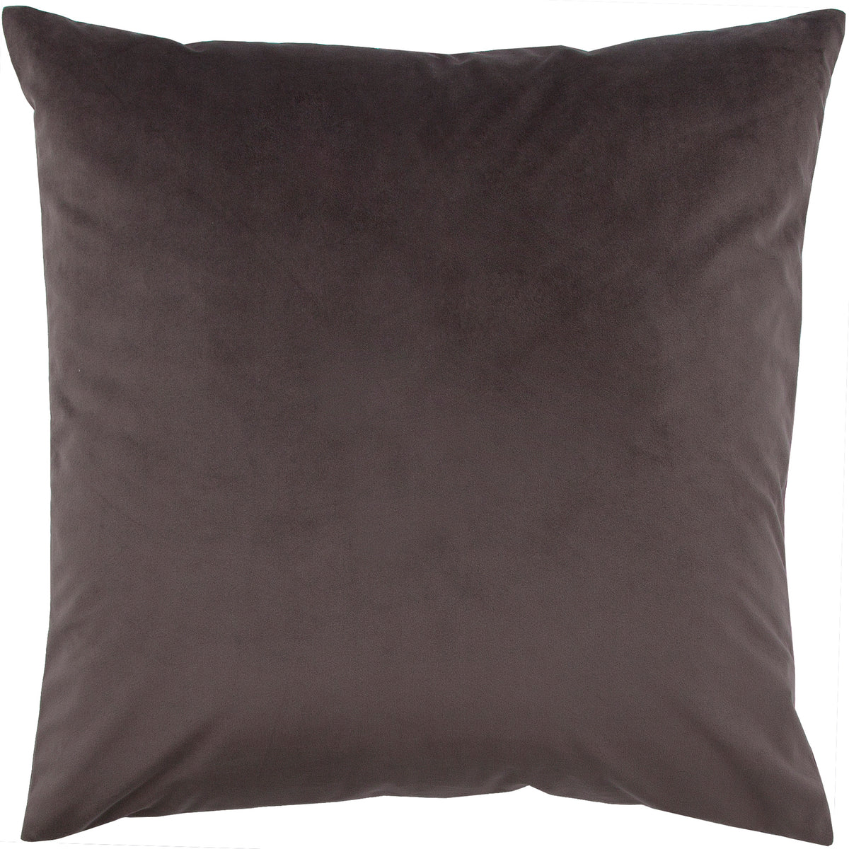 Chestnut Indoor Pillow in dark brown velvet fabric, square shape, front view.
