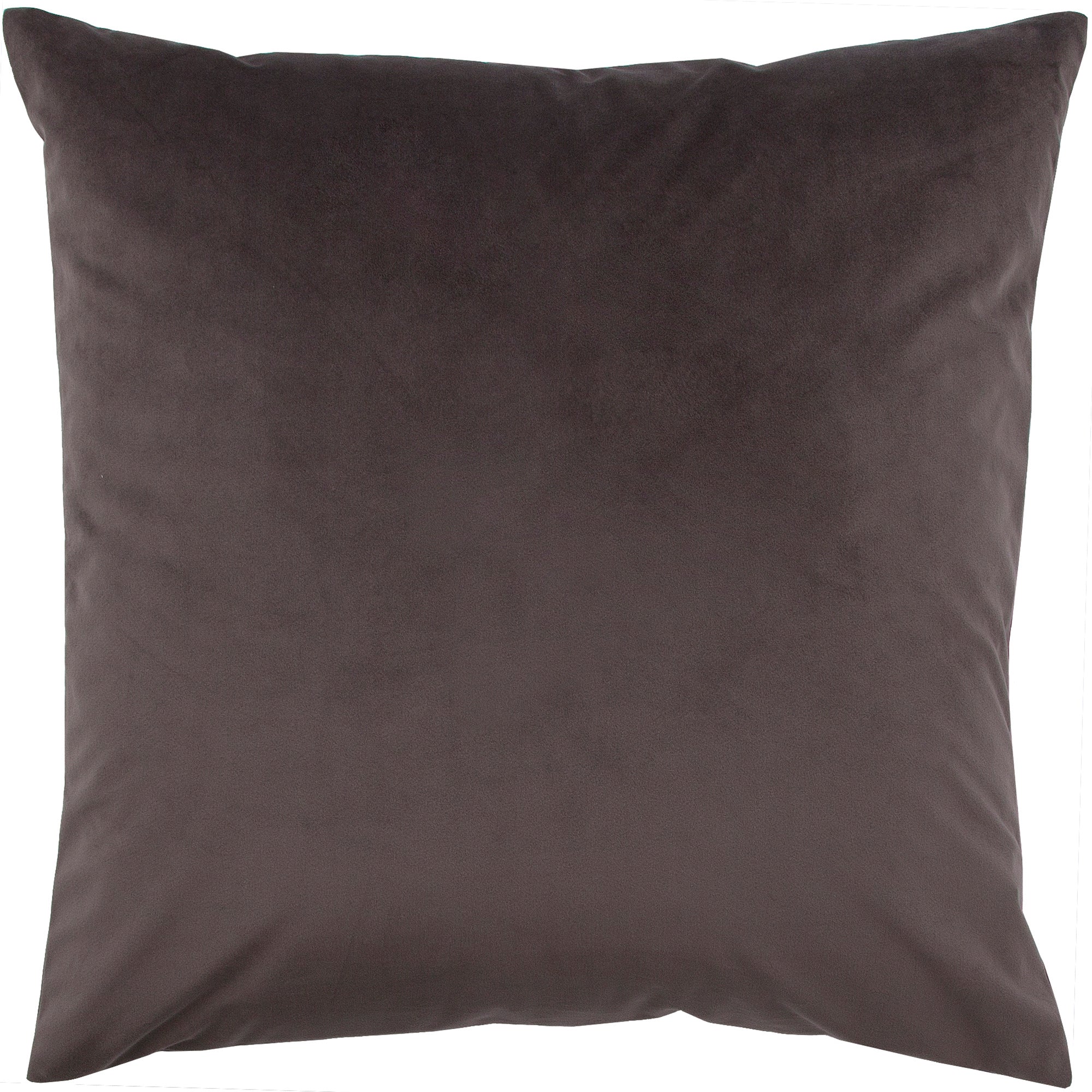 Chestnut Indoor Pillow in dark brown velvet fabric, square shape, front view.