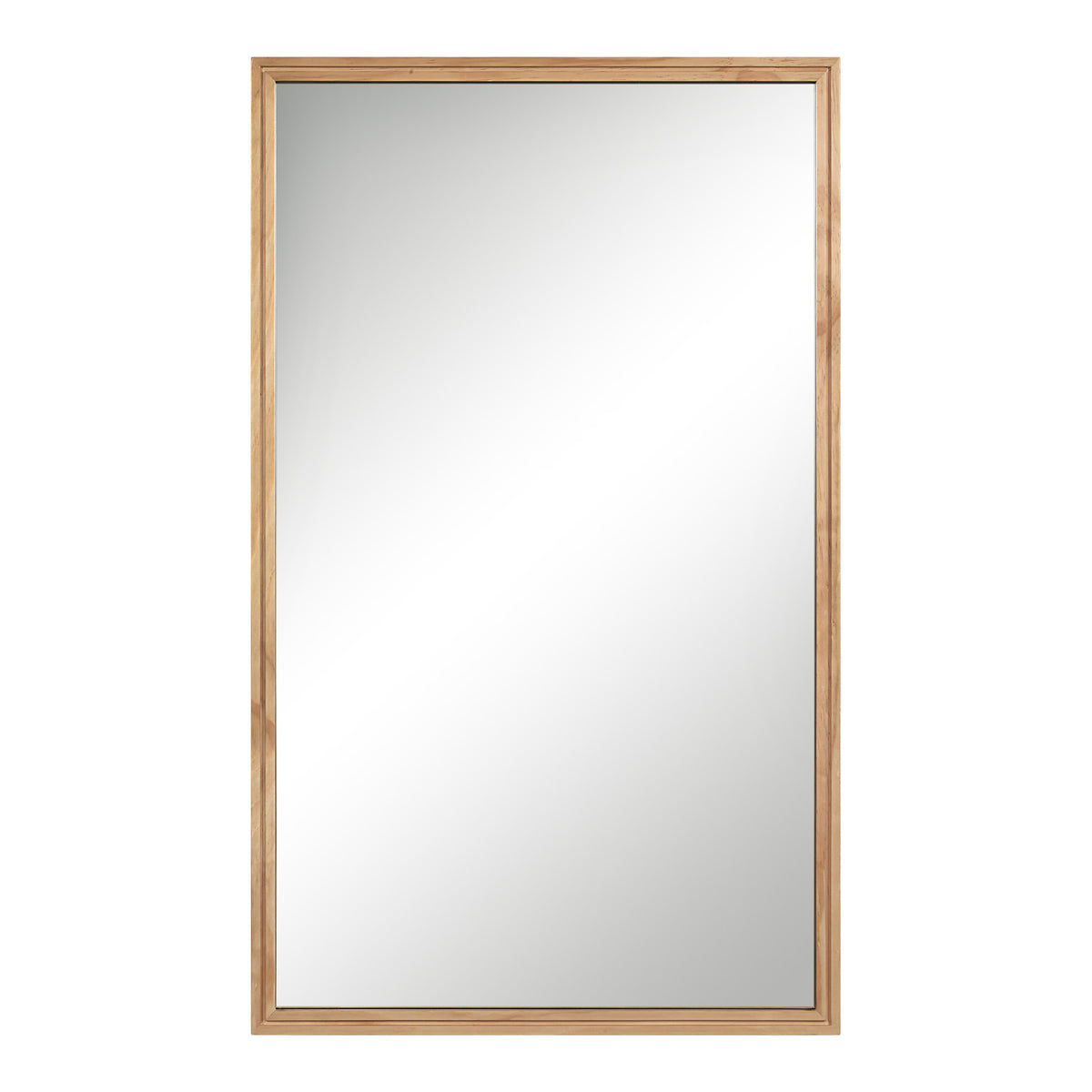 Canas mirror with a natural wood frame, featuring a large reflective surface.