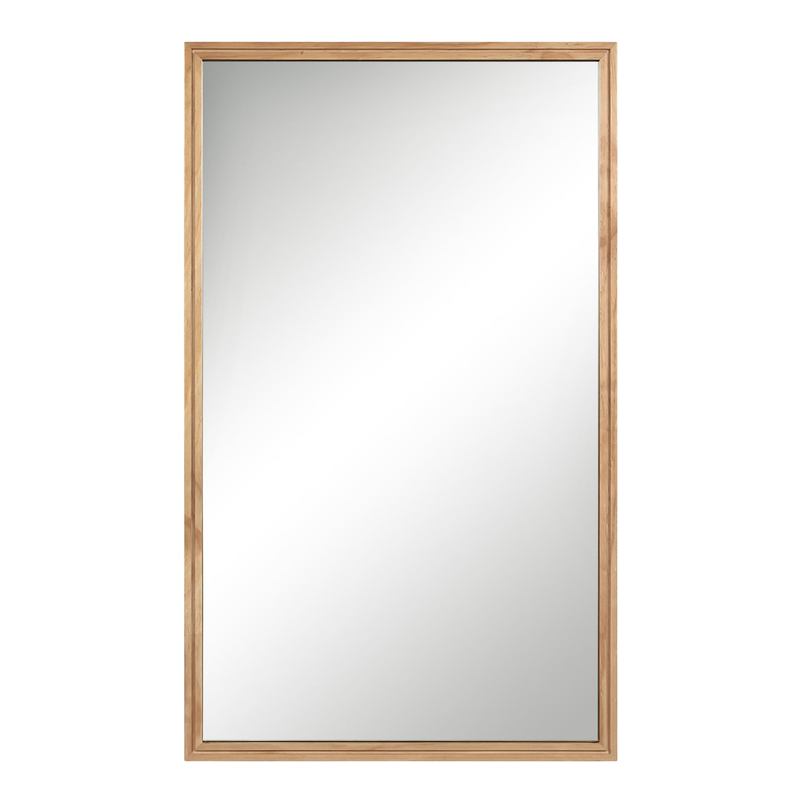 Canas mirror with a natural wood frame, featuring a large reflective surface.