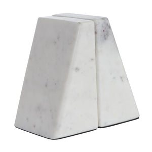 Carvella Statue bookends made of Banswara marble, showcasing a modern geometric shape.
