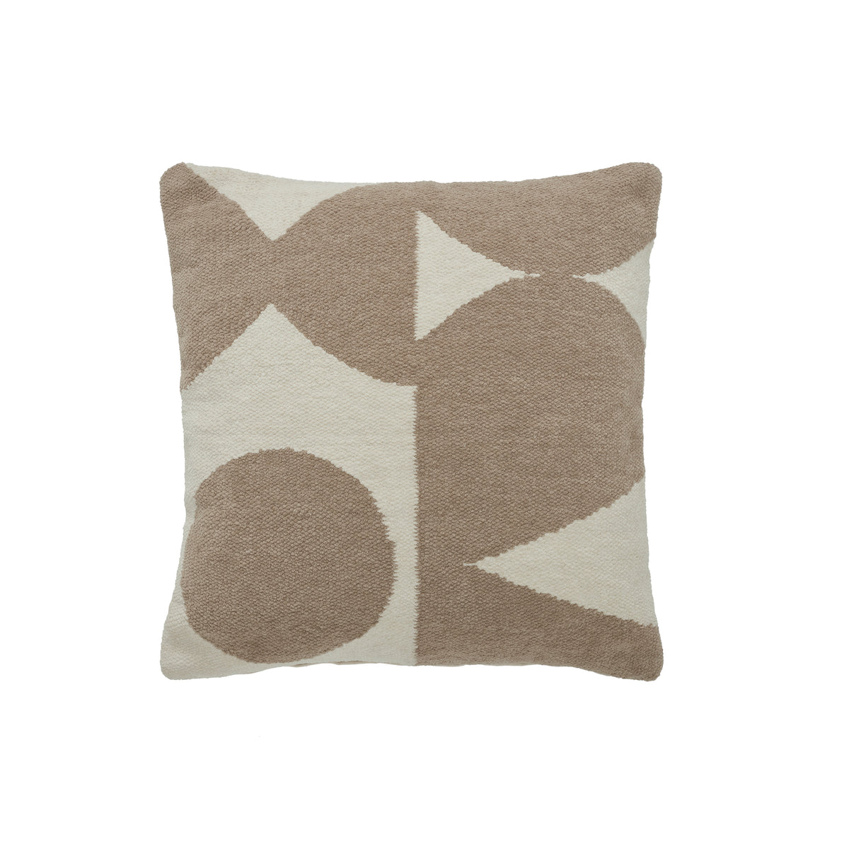 Ferla Indoor Pillow featuring abstract shapes in beige and cream colors