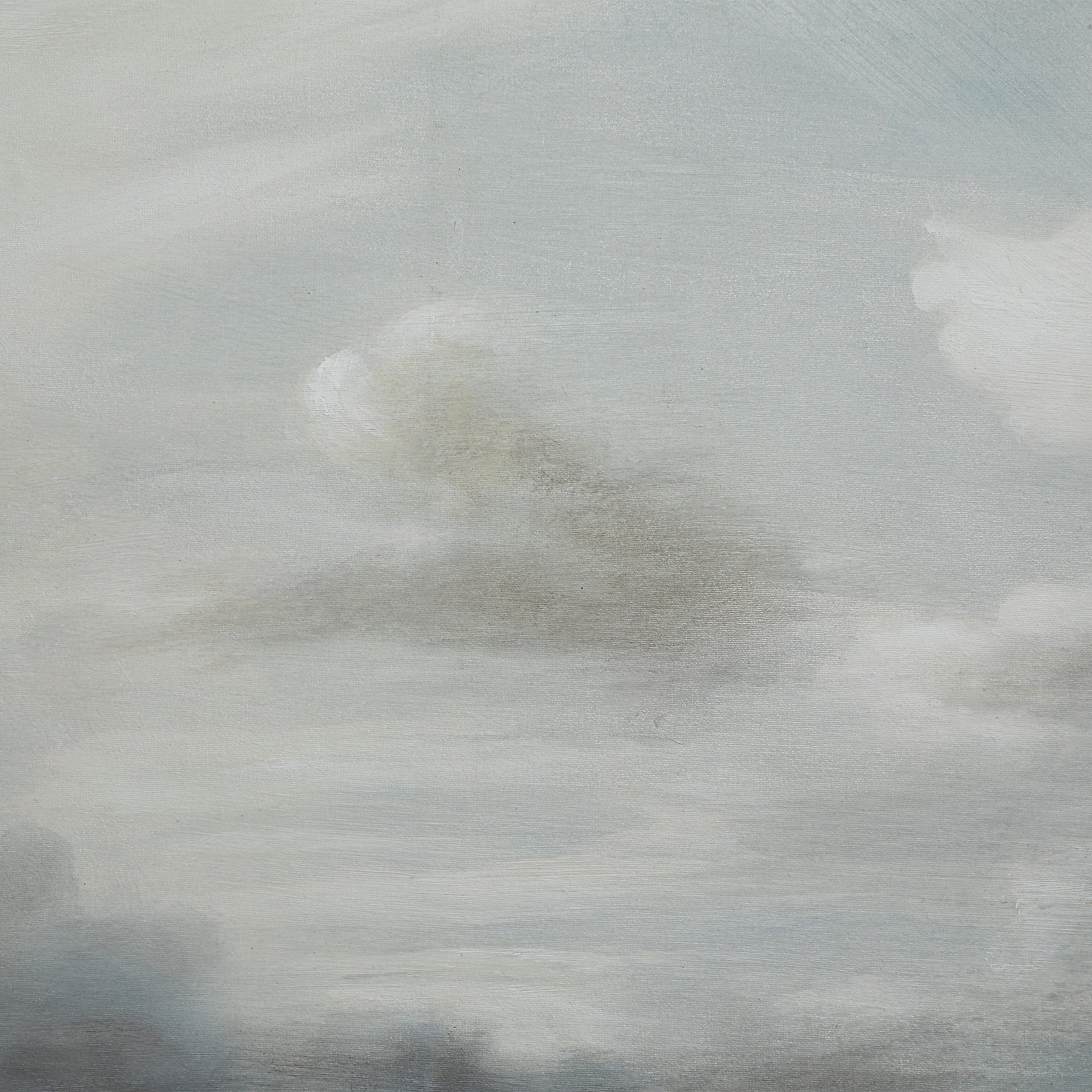 Close-up of Anse canvas art, highlighting soft gray and white cloud details.