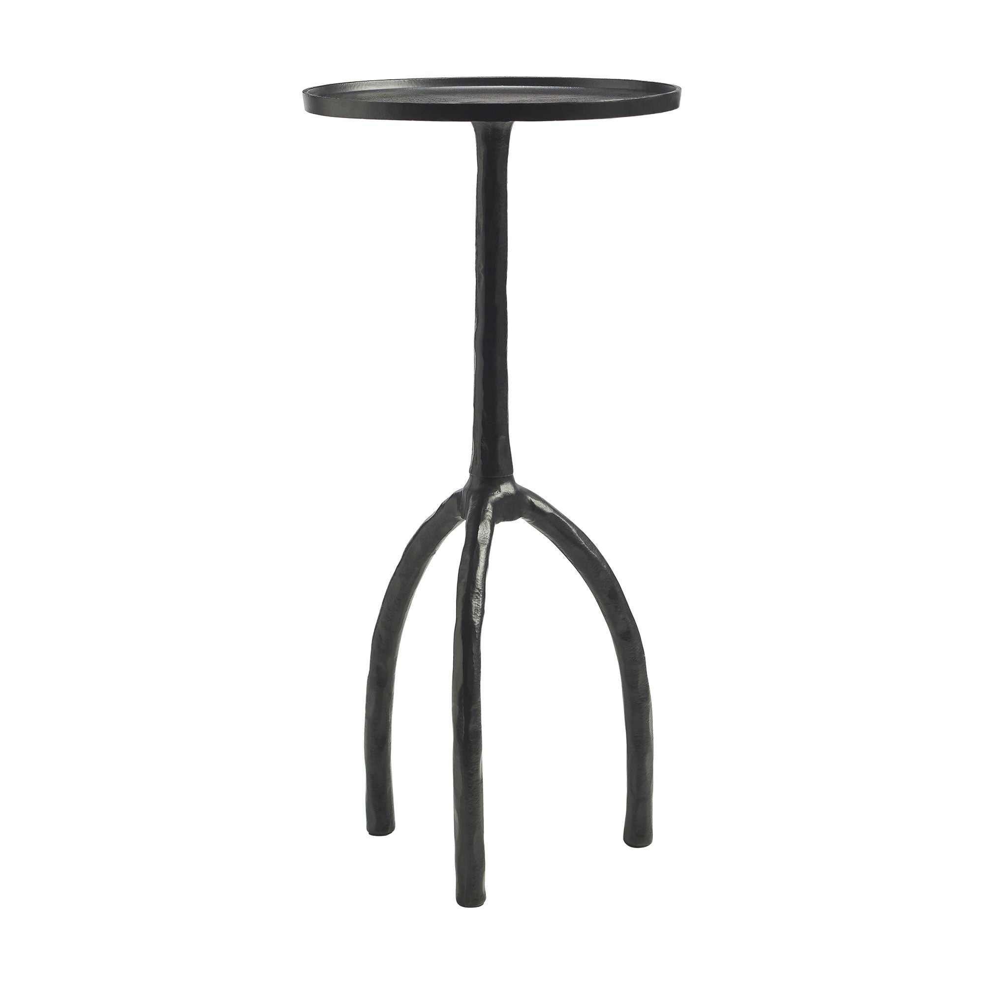 Konsta Table in black with a round top and three curved legs
