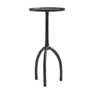 Konsta Table in black with a round top and three curved legs