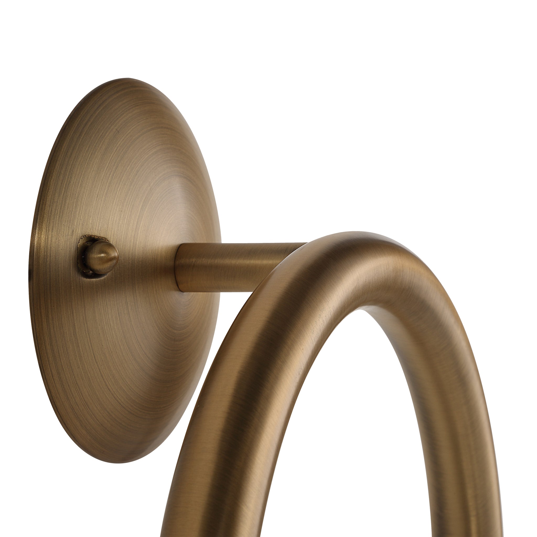 Close-up of Santi wall sconce showcasing the bronze finish and design