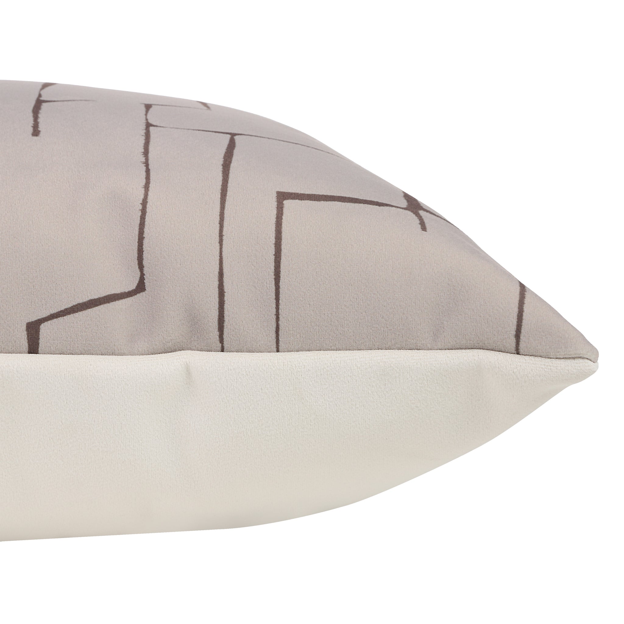 Side view of Sarno pillow highlighting the smooth fabric and edge detail.